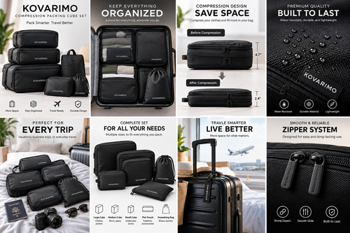 KOVARIMO compression packing cube set travel product gallery